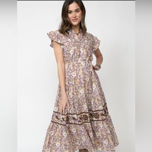 Sister Mary Serena dress- Floral Purple and Cream Women's Dress